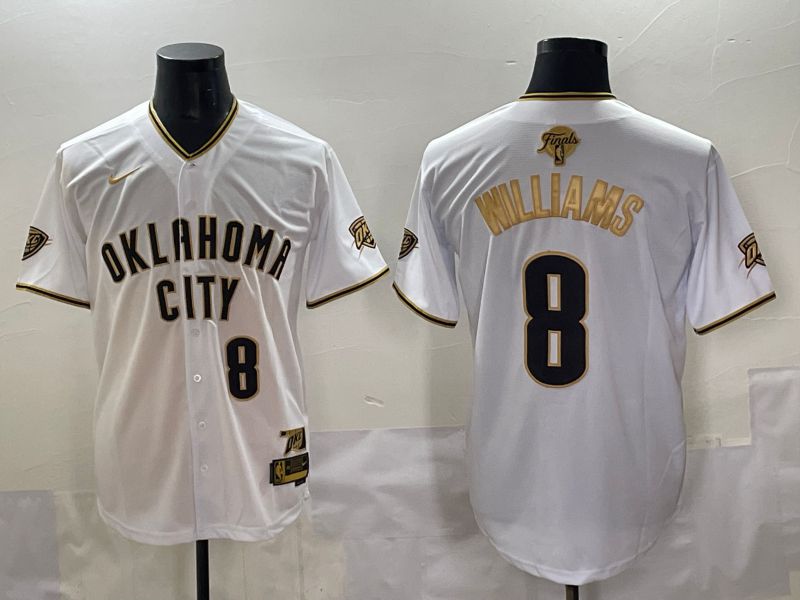 Men 2025 Oklahoma City Thunder #8 Williams White Gold Nike Joint Name NBA Jersey style 15->oklahoma city thunder->NBA Jersey